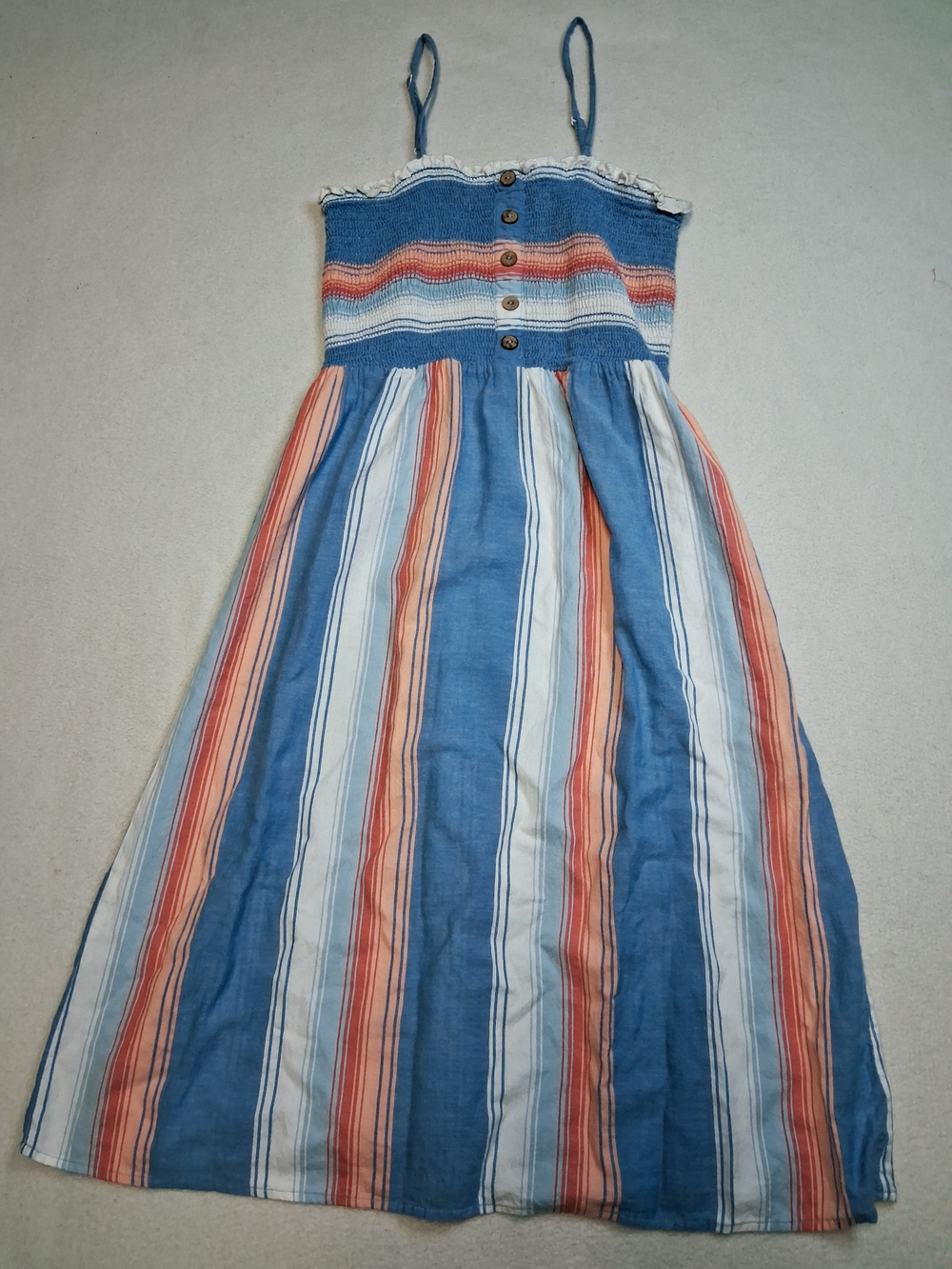 Angie Blue and Coral Striped Maxi Sundress
